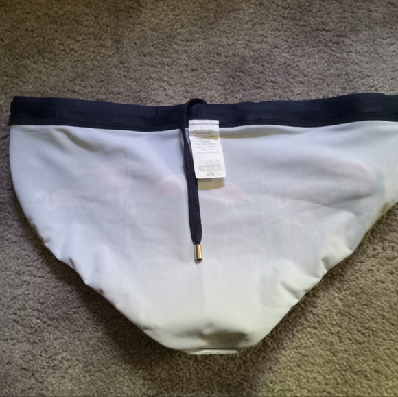 Men's navy with pink flamingos bikini swimming suit - Picture 4 of 7